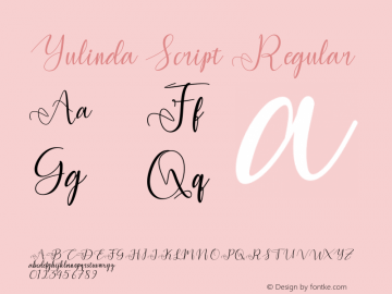 YulindaScript Version 1.000 Font Sample