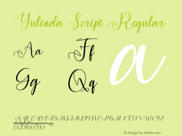 Yulinda Script Version 1.000 Font Sample