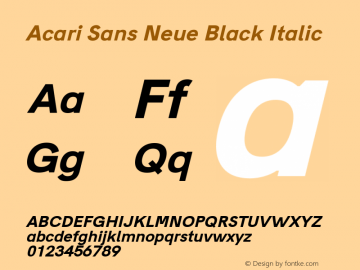 Acari Sans Neue Black Italic Version 1.045;April 12, 2019;FontCreator 11.5.0.2425 64-bit图片样张