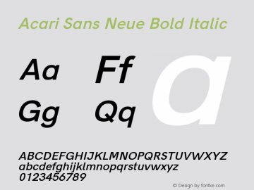 Acari Sans Neue Bold Italic Version 1.045;April 12, 2019;FontCreator 11.5.0.2425 64-bit Font Sample