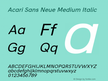 Acari Sans Neue Medium Italic Version 1.045;April 12, 2019;FontCreator 11.5.0.2425 64-bit图片样张