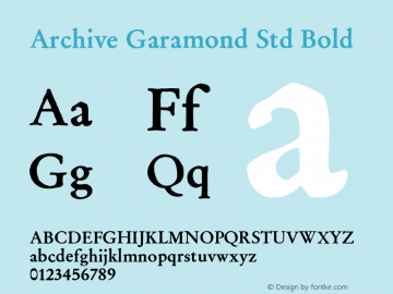 ArchiveGaramondStd-Bold Version 1.000 Font Sample