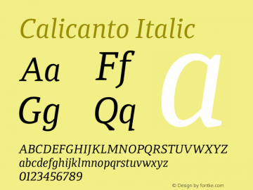 Calicanto Regular Italic Version 1.000图片样张