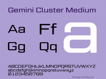 Gemini Cluster Medium Version 1.000 Font Sample