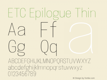 ETCEpilogue-Thin Version 1.100 | wf-rip DC20181205 Font Sample