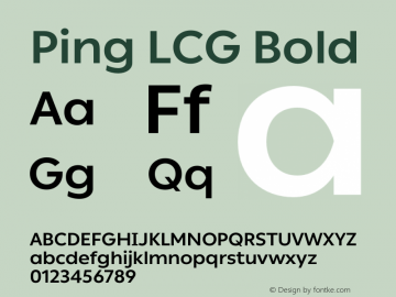 PingLCG-Bold Version 1.00 | w-rip DC20190320 Font Sample