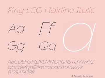 PingLCG-HairlineItalic Version 1.00 | w-rip DC20190320 Font Sample