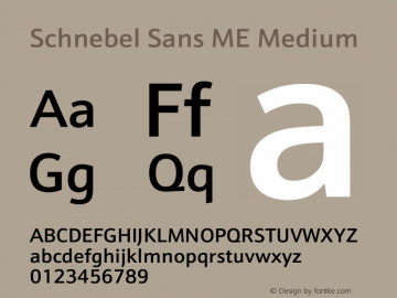 Schnebel Sans ME Medium Version 1.00 Font Sample