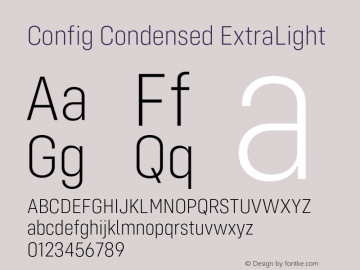 Config Condensed ExtraLight Version 1.000;PS 001.000;hotconv 1.0.88;makeotf.lib2.5.64775 Font Sample