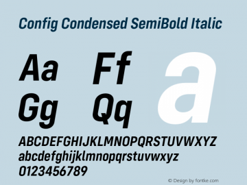 Config Condensed SemiBold Italic Version 1.000;PS 001.000;hotconv 1.0.88;makeotf.lib2.5.64775图片样张