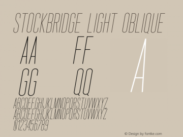 Stockbridge Light Oblique Version 1.000 Font Sample