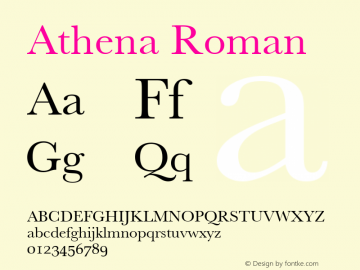 Athena Roman version 1.00 15-11-97 Font Sample