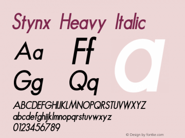 Stynx Heavy Italic Version 1.000 Font Sample
