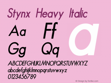 Stynx Heavy Italic Version 1.000;PS 001.000;hotconv 1.0.88;makeotf.lib2.5.64775图片样张