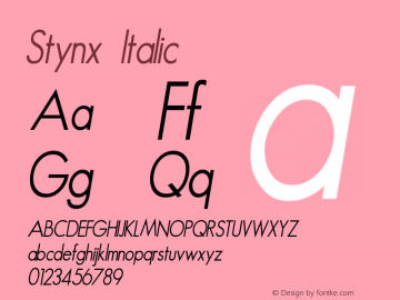 Stynx Italic Version 1.000 Font Sample