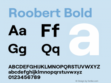 Roobert Bold Version 1.002;PS 001.002;hotconv 1.0.88;makeotf.lib2.5.64775 Font Sample