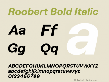 Roobert Bold Italic Version 1.002;PS 001.002;hotconv 1.0.88;makeotf.lib2.5.64775 Font Sample
