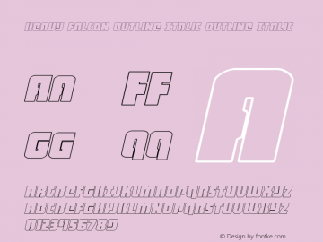 Heavy Falcon Outline Italic Version 1.0; 2019 Font Sample