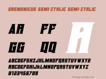 Daemonicus Semi-Italic Version 2.0; 2019; initial release Font Sample