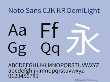 Noto Sans CJK KR DemiLight  Font Sample