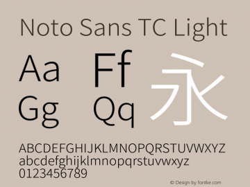 Noto Sans TC Light  Font Sample