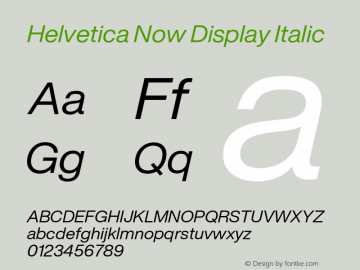 HelveticaNowDisplay-Italic Version 1.00, build 4, s3图片样张