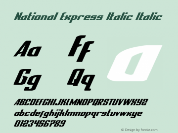 National Express Italic Version 2.0; 2019 Font Sample