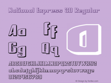 National Express 3D Version 2.0; 2019 Font Sample