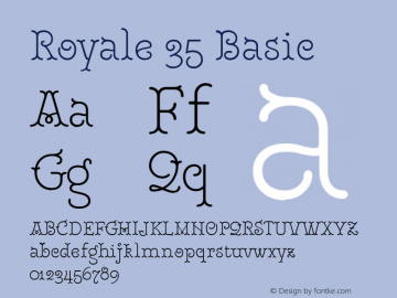 Royale35Basic Version 1.000;PS 001.000;hotconv 1.0.88;makeotf.lib2.5.64775;YWFTv17 Font Sample