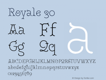 Royale30 Version 1.000;PS 001.000;hotconv 1.0.88;makeotf.lib2.5.64775;YWFTv17 Font Sample