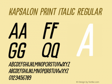 KapsalonPrintItalic Version 1.000;YWFTv17 Font Sample