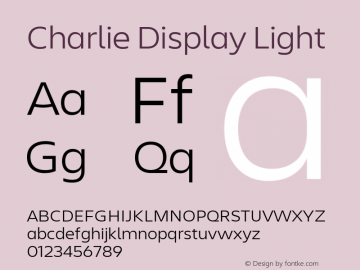 Charlie Display Light Version 2.500;PS 1.0;hotconv 16.6.54;makeotf.lib2.5.65590 Font Sample