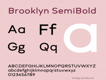 Brooklyn SemiBold Version 1.000;PS 001.000;hotconv 1.0.88;makeotf.lib2.5.64775 Font Sample