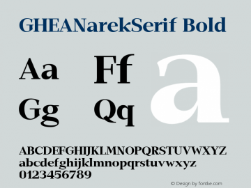 GHEANarekSerif-Bold 1.000 Font Sample