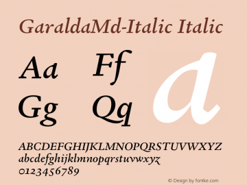 GaraldaMd-Italic Version 1.004;com.myfonts.easy.type-together.garalda.medium-italic.wfkit2.version.4HFa图片样张