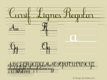 Cursif & Lignes Regular Version 1.0 Font Sample