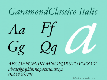 GaramondClassico-Italic 005.000 Font Sample