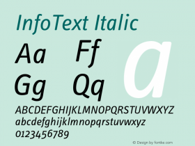 InfoText-Italic Version 7.504 Font Sample
