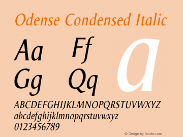 Odense-CondensedItalic 005.000 Font Sample