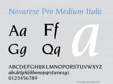 NovaresePro-MediumItalic Version 1.00 Font Sample