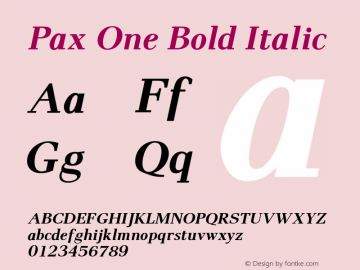 PaxOne-BoldItalic 005.000 Font Sample