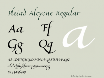 PleiadAlcyone-Regular Version 1.00 Font Sample
