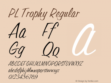 PLTrophy-Oblique Version 1.00 Font Sample