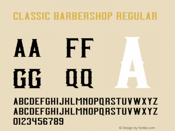 Classic Barbershop Regular Version 1.00;April 12, 2019;FontCreator 11.5.0.2430 64-bit Font Sample