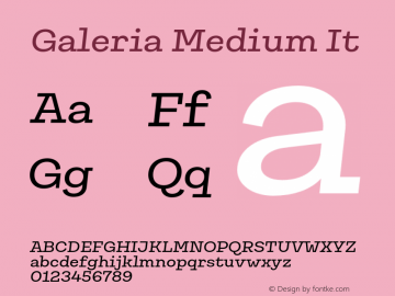 Galeria Medium It Version 1.000;PS 001.000;hotconv 1.0.88;makeotf.lib2.5.64775 Font Sample