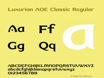 LuxurianAOEClassic Version 2.000 Font Sample