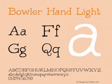 Bowler Hand Light Version 1.000 Font Sample