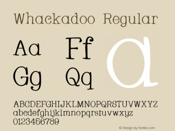 Whackadoo Regular 1.00z Font Sample