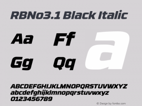 RBNo3.1-BlackItalic Version 1.000;PS 001.001;hotconv 1.0.56 Font Sample