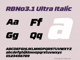 RBNo3.1-UltraItalic Version 1.000;PS 001.001;hotconv 1.0.56 Font Sample